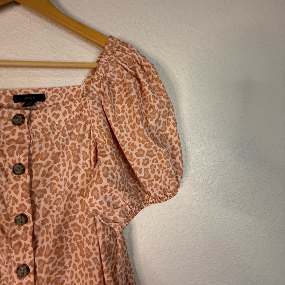 J Crew Cottage dress in pink leopard button front midi dress Casual Office - Picture 5 of 10